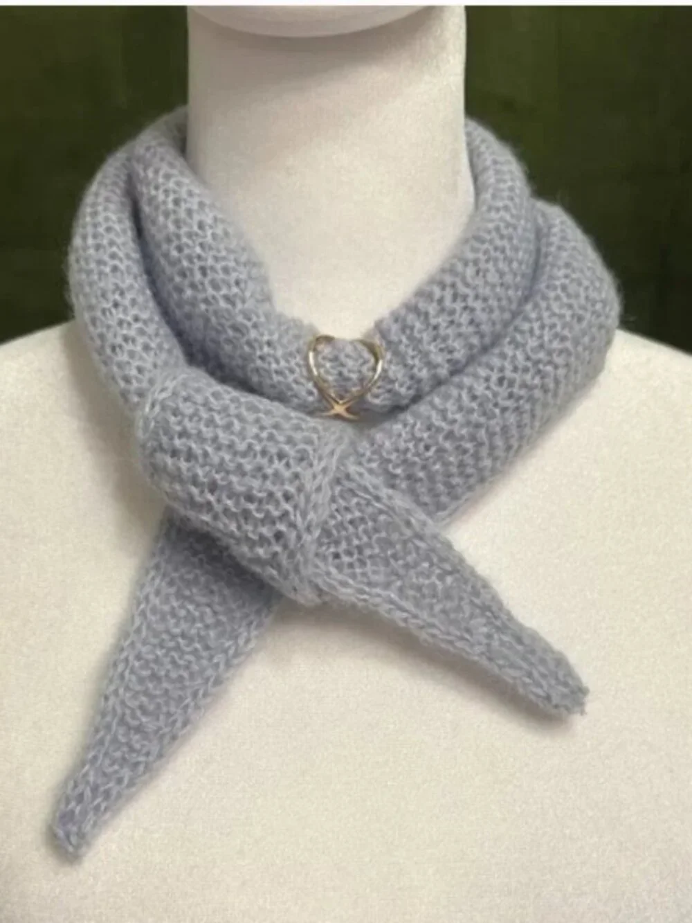 Sofia Handmade Light Blue Mohair Skinny Knit Scarf Soft Neck Wrap